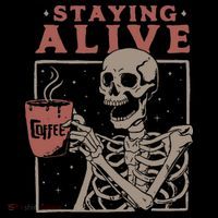 Staying Alive Skeleton Drink Coffee Funny Skeleton Skull Women's Hoodie thumb 2