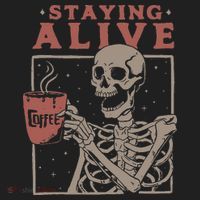 Staying Alive Skeleton Drink Coffee Funny Skeleton Skull Hat thumb 2