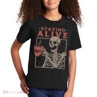 Staying Alive Skeleton Drink Coffee Funny Skeleton Skull Kids T-Shirt thumb 2