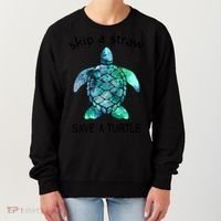 Skip A Straw Save A Turtle Ocean Animal Funny Gift Sea Turtle Gift Women's Sweatshirt thumb 0