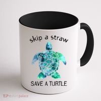 Skip A Straw Save A Turtle Ocean Animal Funny Gift Sea Turtle Gift Coffee Mug thumb 1