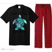 Skip A Straw Save A Turtle Ocean Animal Funny Gift Sea Turtle Gift Pajama Set thumb 0