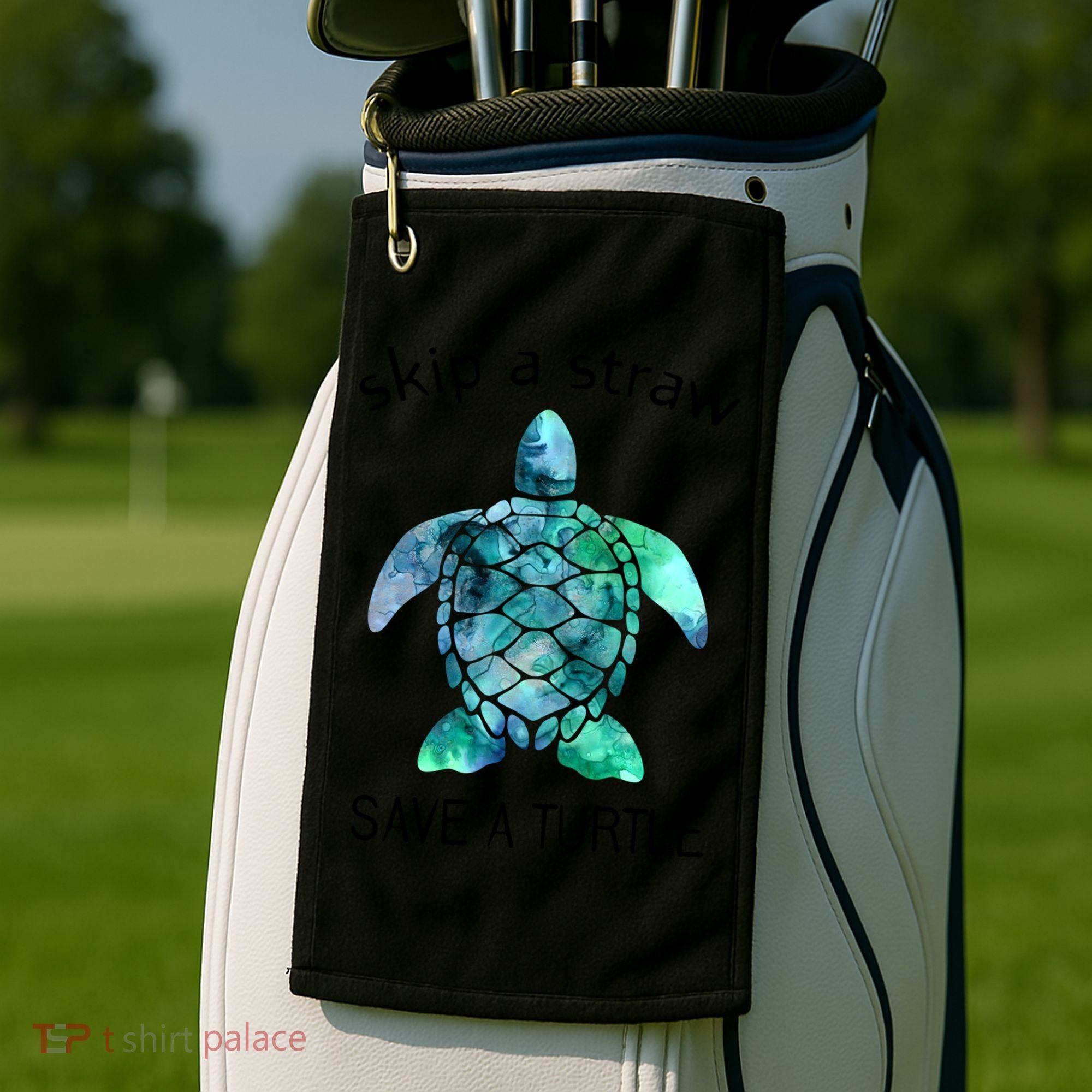 Skip A Straw Save A Turtle Ocean Animal Funny Gift Sea Turtle Gift Golf Towel
