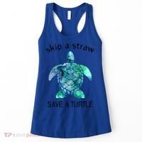 Skip A Straw Save A Turtle Ocean Animal Funny Gift Sea Turtle Gift Women's Tank Top thumb 0