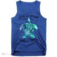 Skip A Straw Save A Turtle Ocean Animal Funny Gift Sea Turtle Gift Tank Top thumb 0