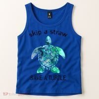 Skip A Straw Save A Turtle Ocean Animal Funny Gift Sea Turtle Gift Tank Top thumb 2