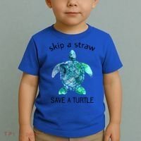 Skip A Straw Save A Turtle Ocean Animal Funny Gift Sea Turtle Gift Toddler T-Shirt thumb 2