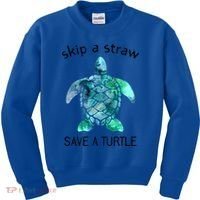 Skip A Straw Save A Turtle Ocean Animal Funny Gift Sea Turtle Gift Kids Sweatshirt thumb 0