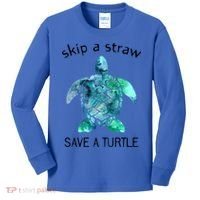 Skip A Straw Save A Turtle Ocean Animal Funny Gift Sea Turtle Gift Kids Long Sleeve Shirt thumb 0