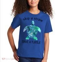 Skip A Straw Save A Turtle Ocean Animal Funny Gift Sea Turtle Gift Kids T-Shirt thumb 2