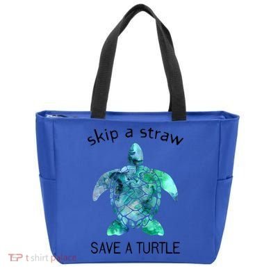 Skip A Straw Save A Turtle Ocean Animal Funny Gift Sea Turtle Gift Tote Bag