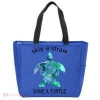 Skip A Straw Save A Turtle Ocean Animal Funny Gift Sea Turtle Gift Tote Bag thumb 0