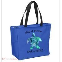 Skip A Straw Save A Turtle Ocean Animal Funny Gift Sea Turtle Gift Tote Bag thumb 2