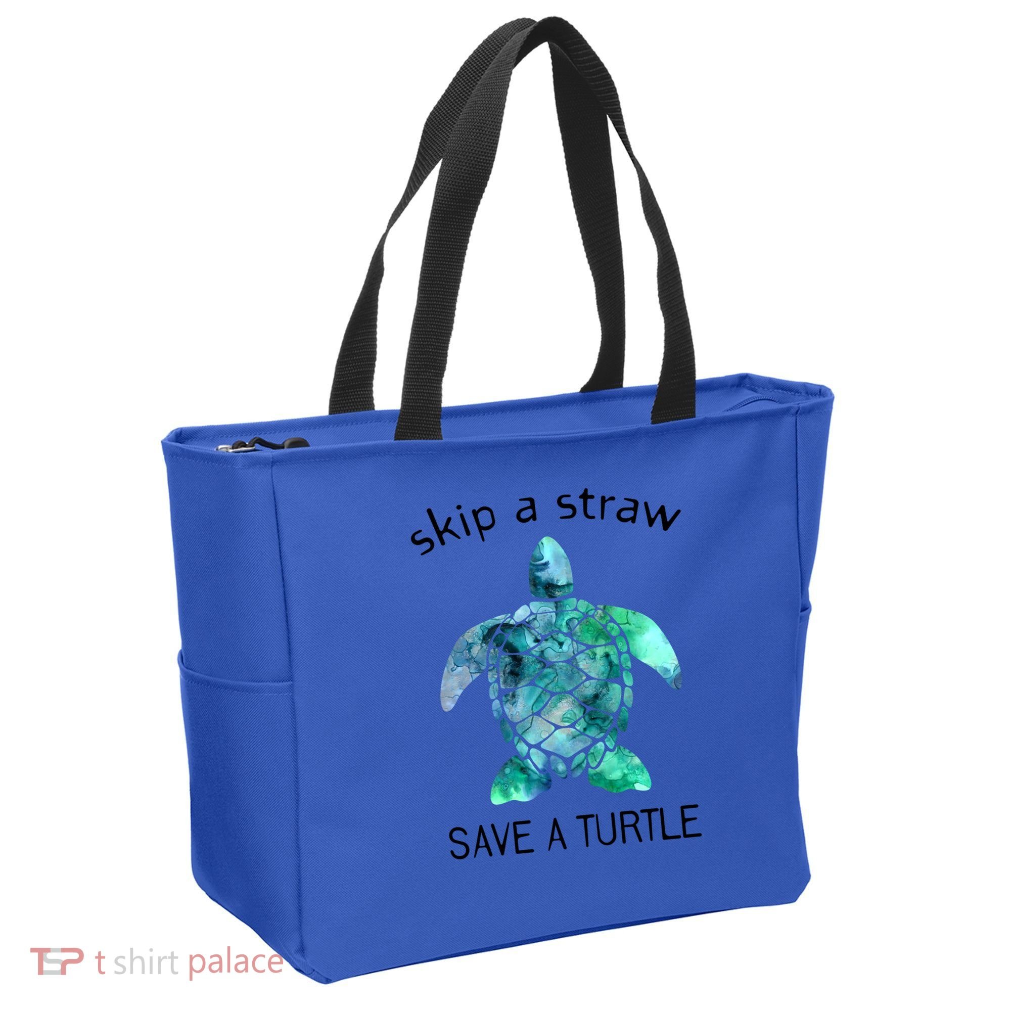Skip A Straw Save A Turtle Ocean Animal Funny Gift Sea Turtle Gift Tote Bag