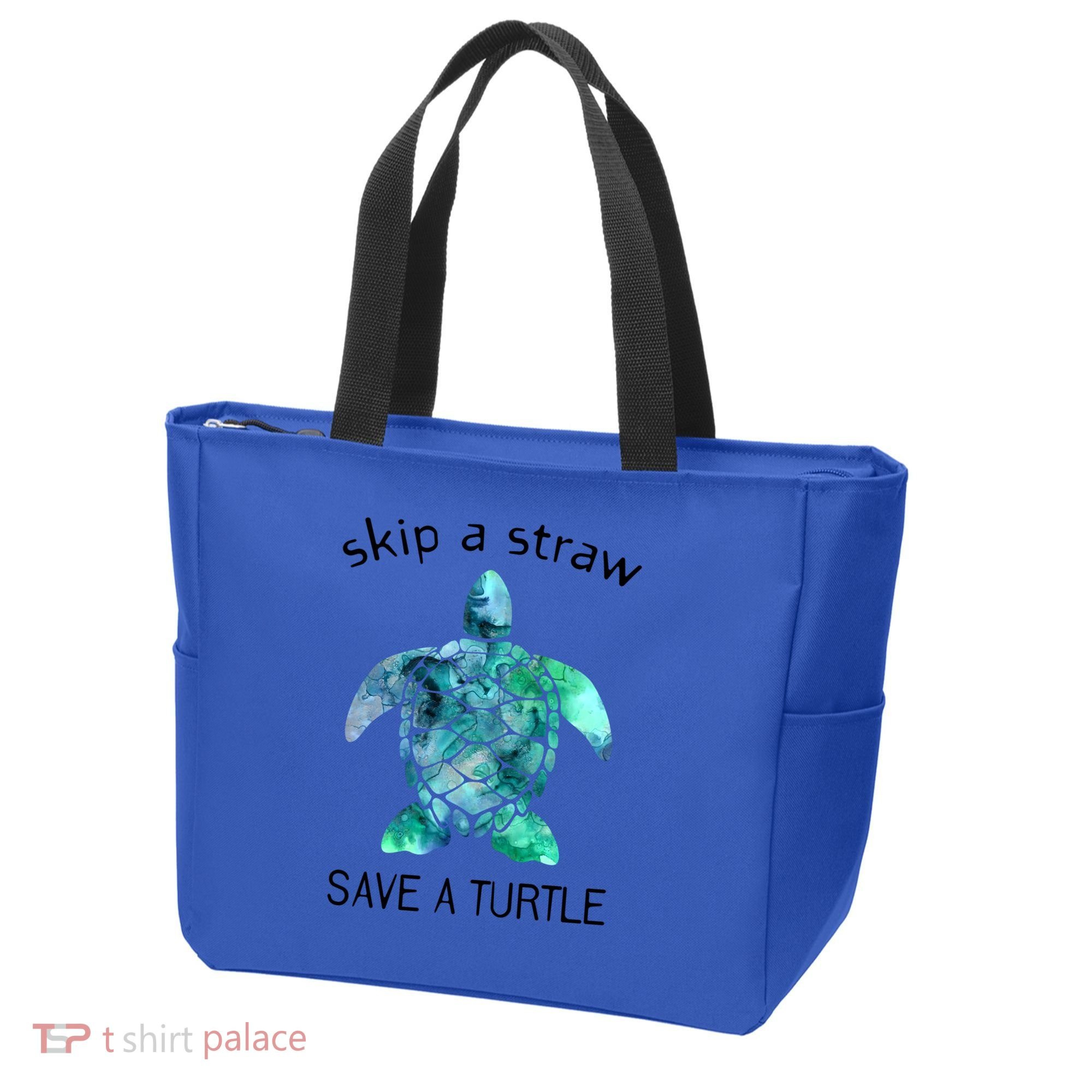Skip A Straw Save A Turtle Ocean Animal Funny Gift Sea Turtle Gift Tote Bag