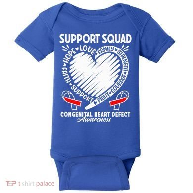 Support Awareness Squad I CHD Congenital Heart Defect Baby Bodysuit