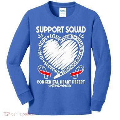 Support Awareness Squad I CHD Congenital Heart Defect Kids Long Sleeve Shirt