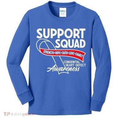 Support Awareness Squad I CHD Congenital Heart Defect Kids Long Sleeve Shirt