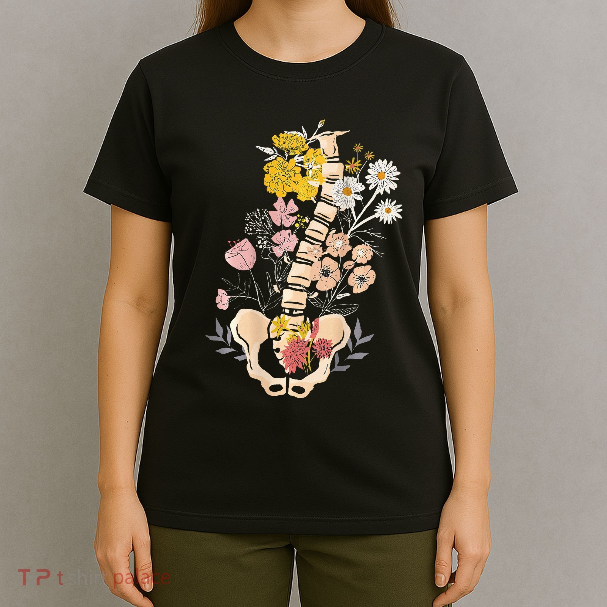 Scoliosis Awareness Spinal Fusion Back Surgery Botanical T-Shirt