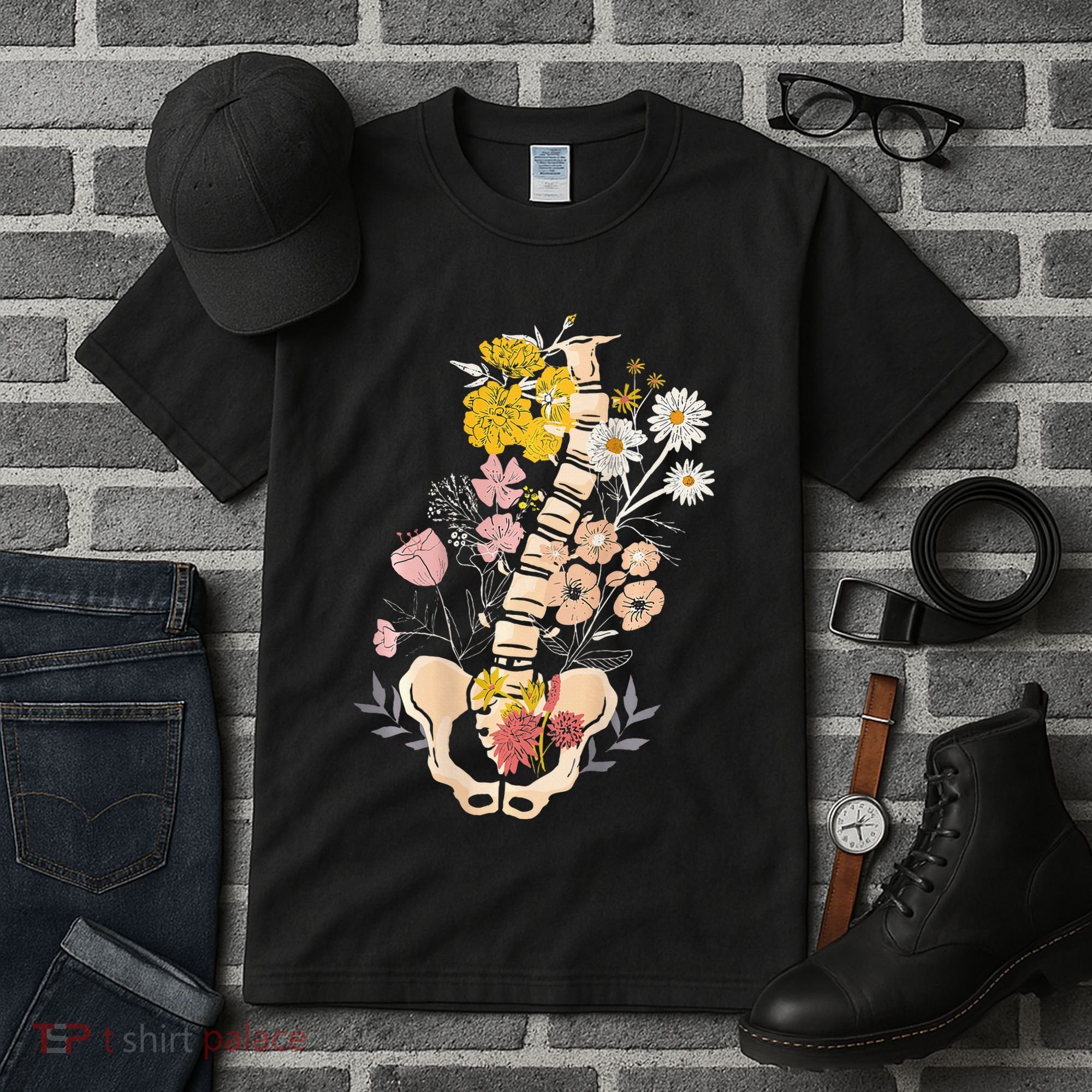 Scoliosis Awareness Spinal Fusion Back Surgery Botanical Tall T-Shirt