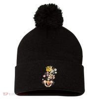 Scoliosis Awareness Spinal Fusion Back Surgery Botanical Pom Pom 12in Knit Beanie thumb 0
