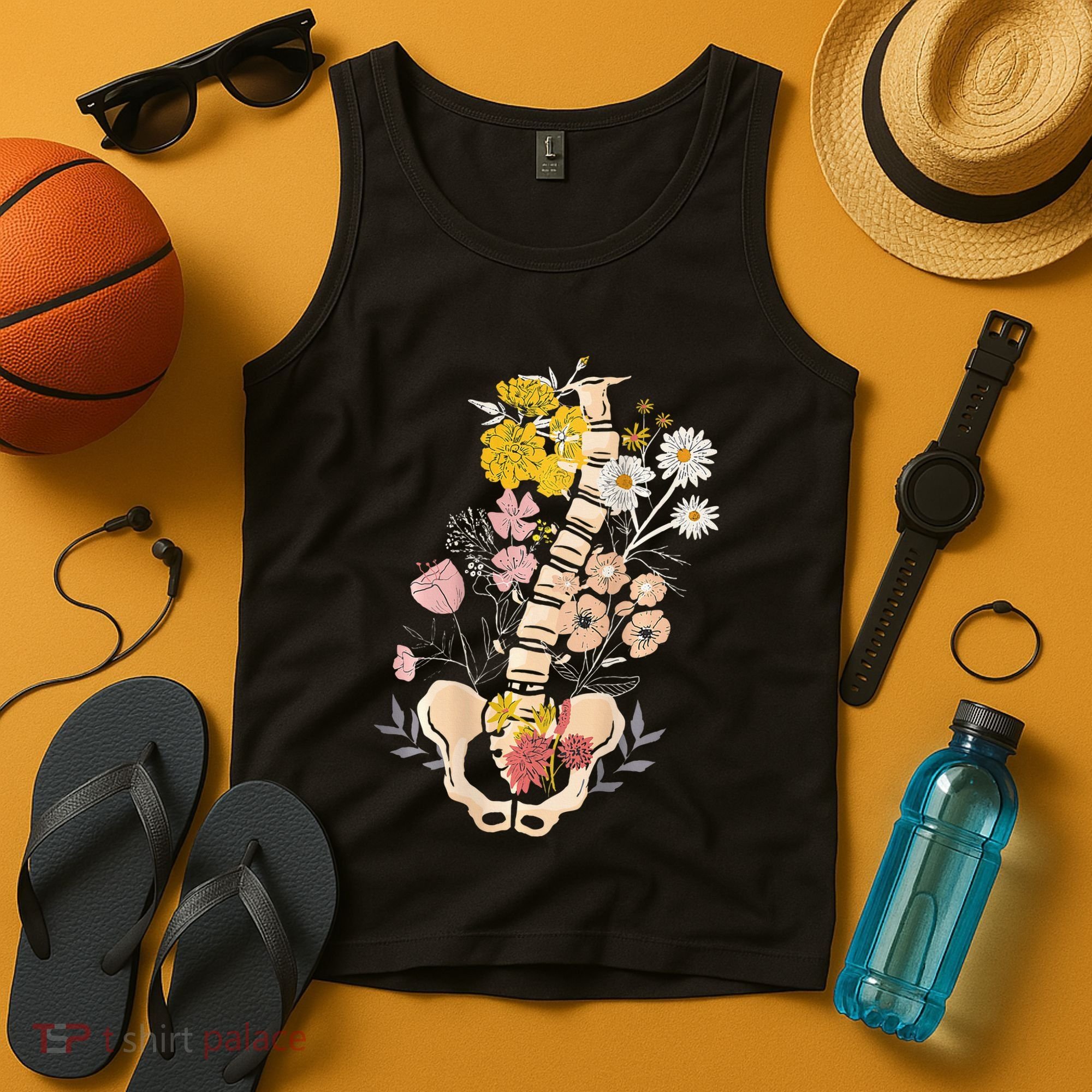 Scoliosis Awareness Spinal Fusion Back Surgery Botanical Tank Top