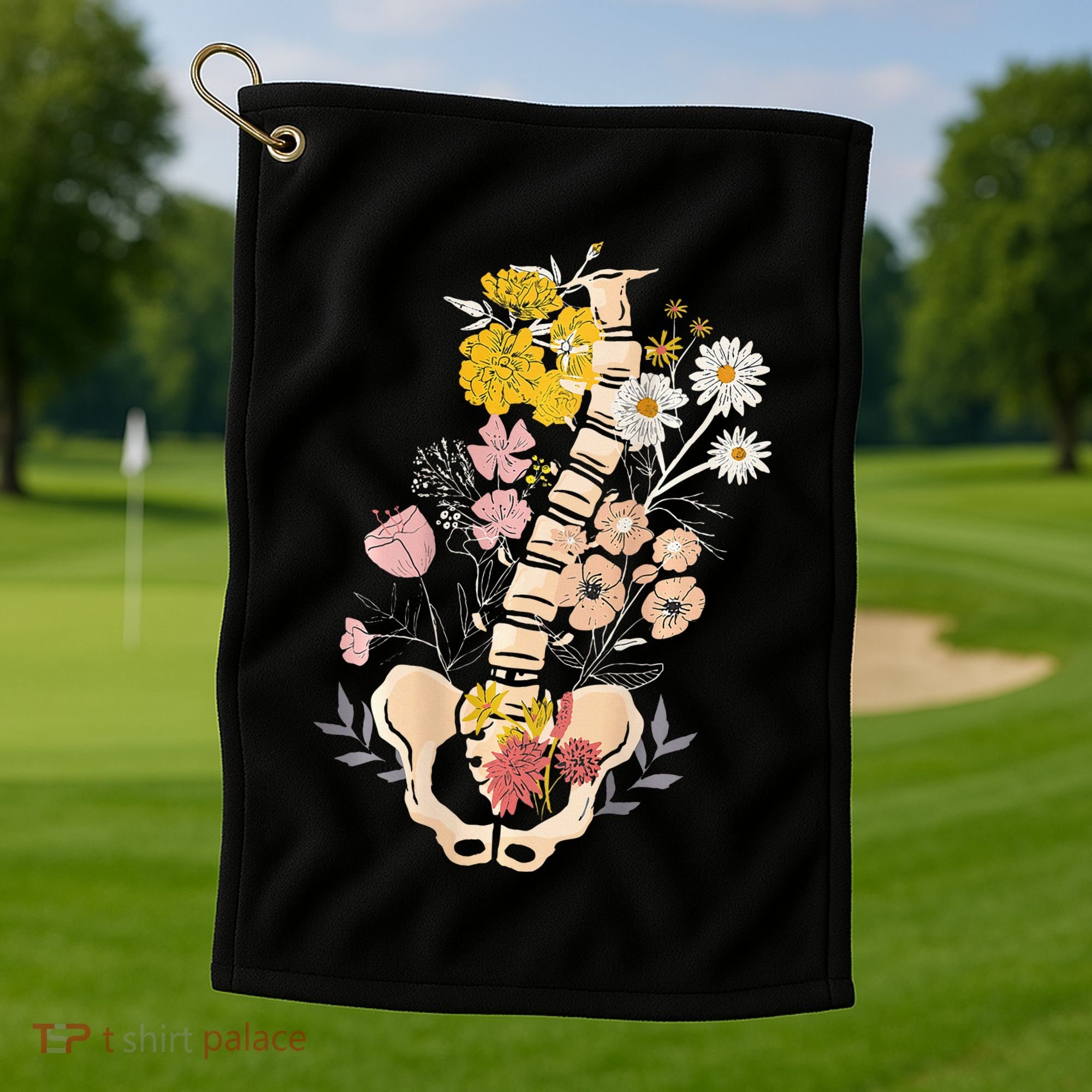 Scoliosis Awareness Spinal Fusion Back Surgery Botanical Golf Towel