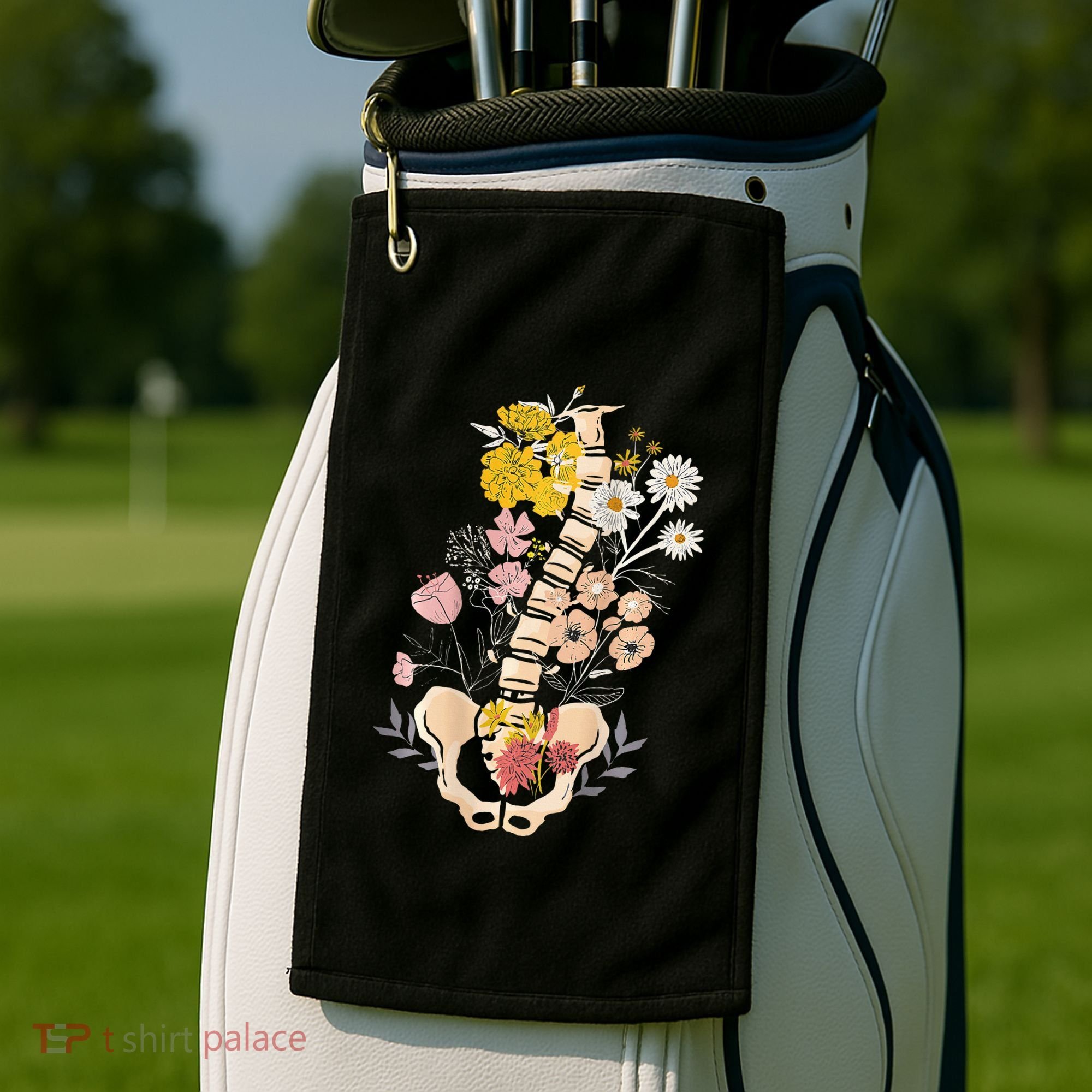Scoliosis Awareness Spinal Fusion Back Surgery Botanical Golf Towel