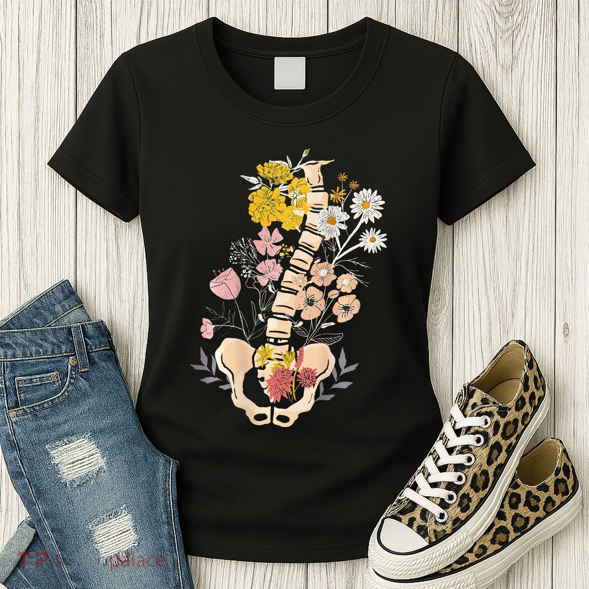 Scoliosis Awareness Spinal Fusion Back Surgery Botanical Women's T-Shirt