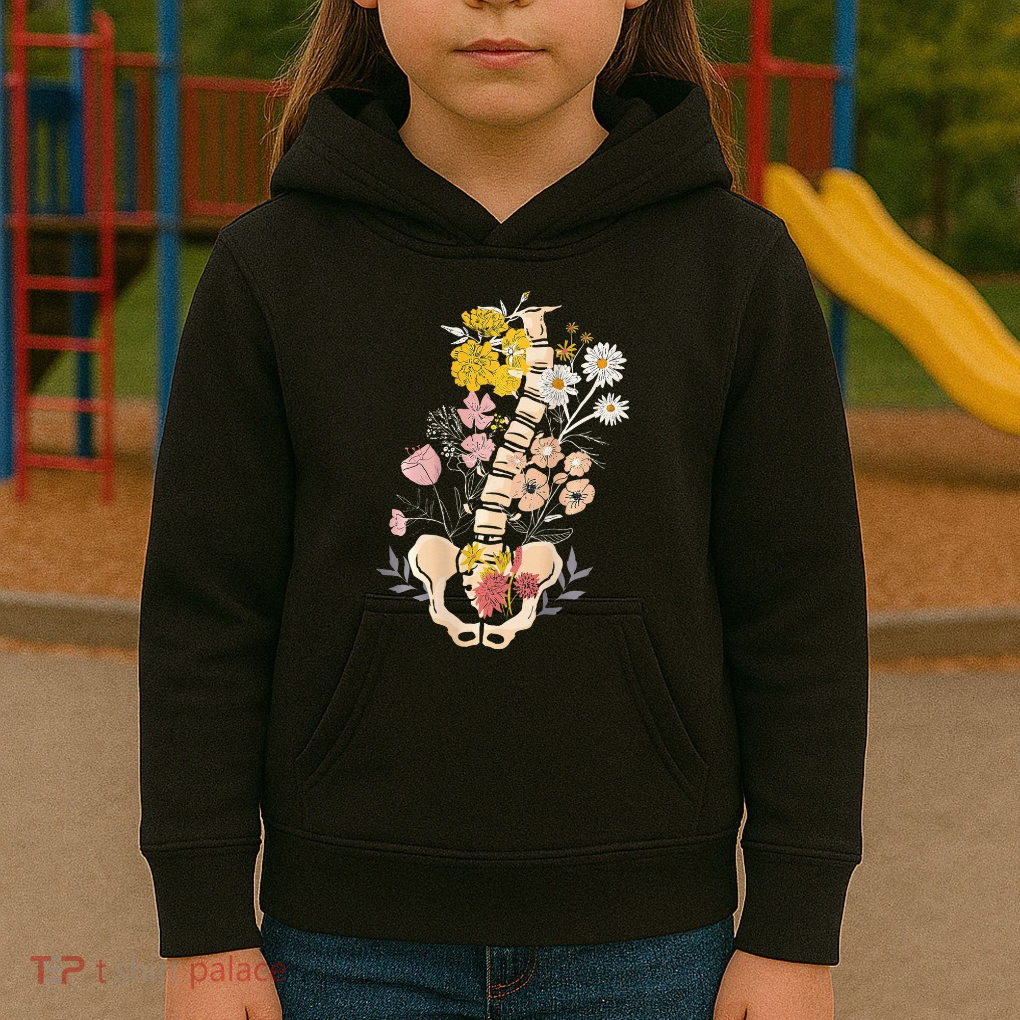 Scoliosis Awareness Spinal Fusion Back Surgery Botanical Kids Hoodie