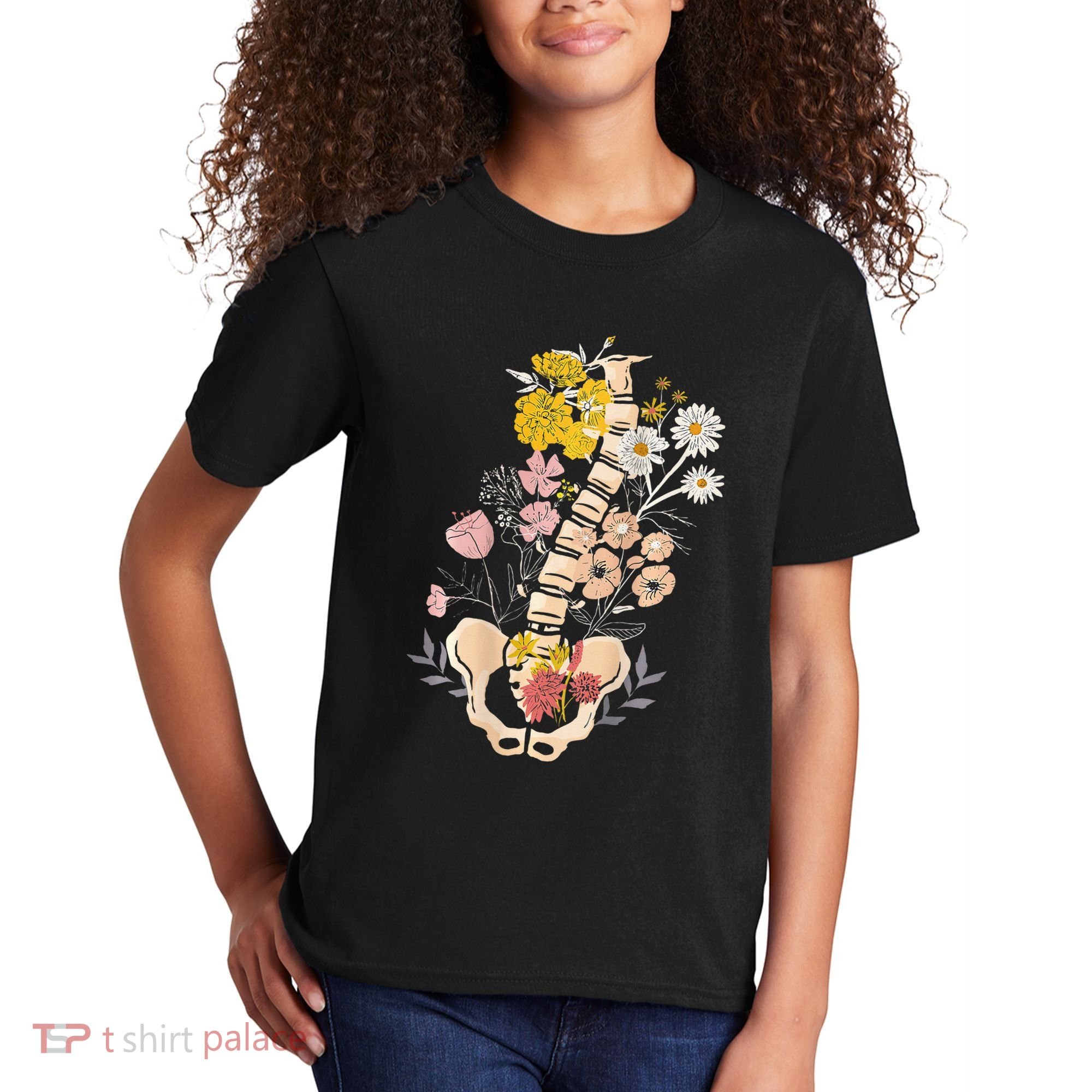 Scoliosis Awareness Spinal Fusion Back Surgery Botanical Kids T-Shirt