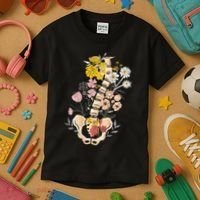 Scoliosis Awareness Spinal Fusion Back Surgery Botanical Kids T-Shirt thumb 3