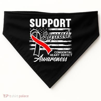 Support Awareness Squad I CHD Congenital Heart Defect USA-Made Doggie Bandana