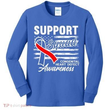 Support Awareness Squad I CHD Congenital Heart Defect Kids Long Sleeve Shirt