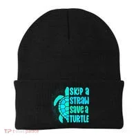 Skip A Straw Save A Turtle Sea Turtle And Cute Gift Beanie thumb 0