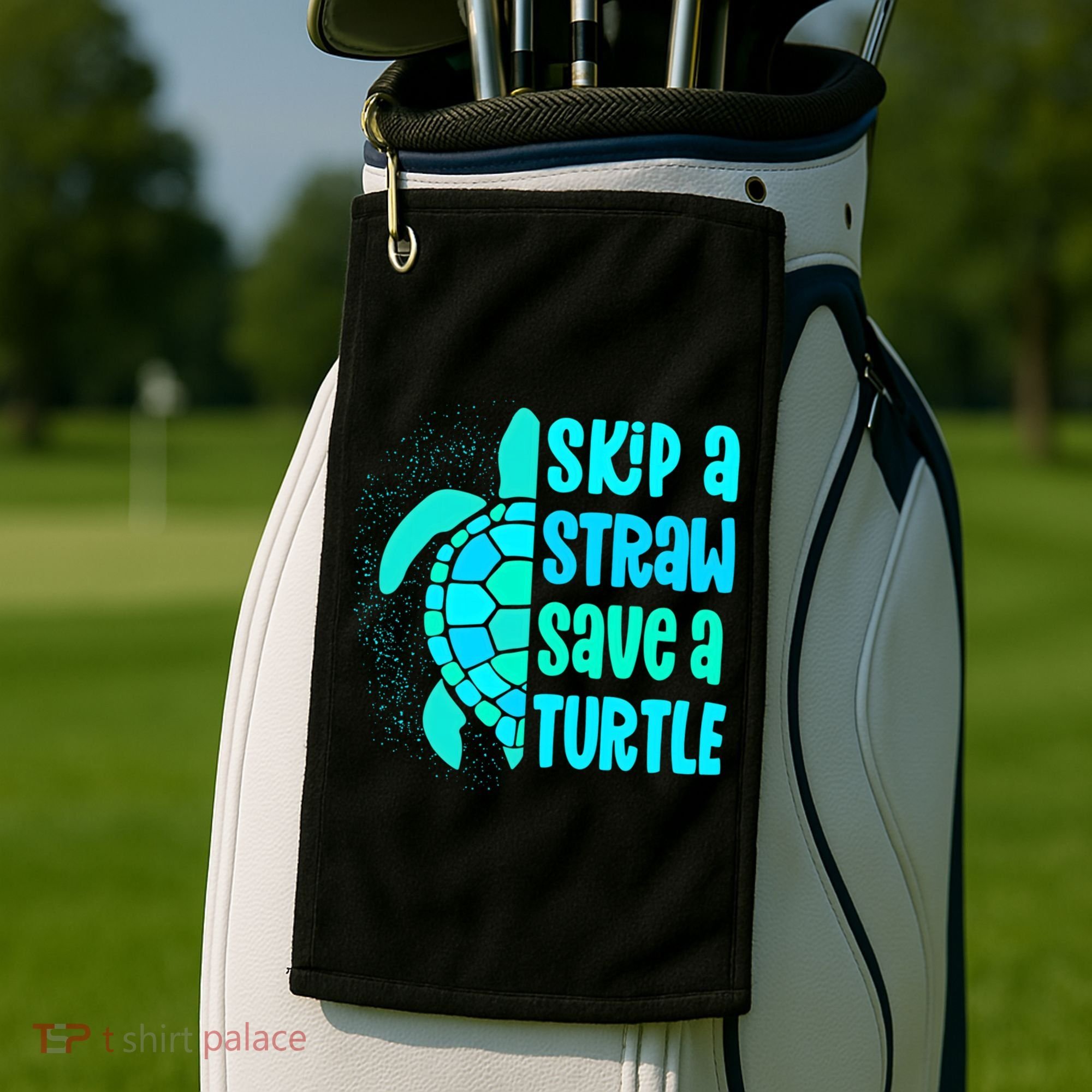 Skip A Straw Save A Turtle Sea Turtle And Cute Gift Golf Towel