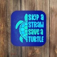 Skip A Straw Save A Turtle Sea Turtle And Cute Gift Coaster thumb 0