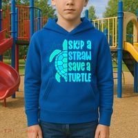 Skip A Straw Save A Turtle Sea Turtle And Cute Gift Kids Hoodie thumb 2
