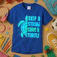 Skip A Straw Save A Turtle Sea Turtle And Cute Gift Kids T-Shirt thumb 3