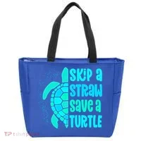 Skip A Straw Save A Turtle Sea Turtle And Cute Gift Tote Bag thumb 0