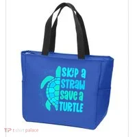 Skip A Straw Save A Turtle Sea Turtle And Cute Gift Tote Bag thumb 3