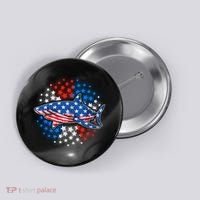 Stars And Stripes USA American Flag Shark Button thumb 0