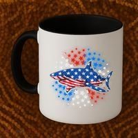 Stars And Stripes USA American Flag Shark Coffee Mug thumb 2