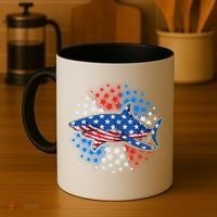 Stars And Stripes USA American Flag Shark Coffee Mug thumb 4