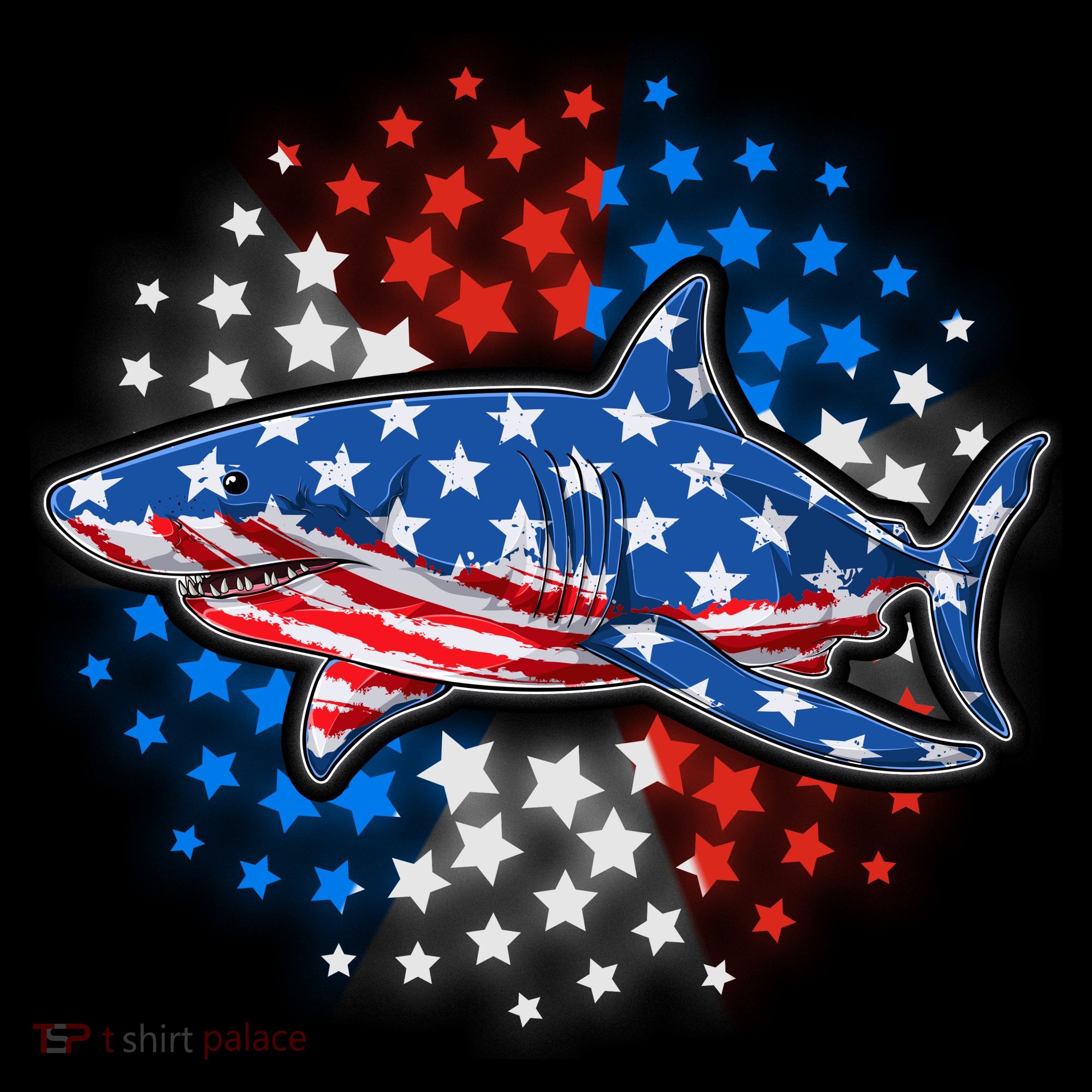 Stars And Stripes USA American Flag Shark Coffee Mug