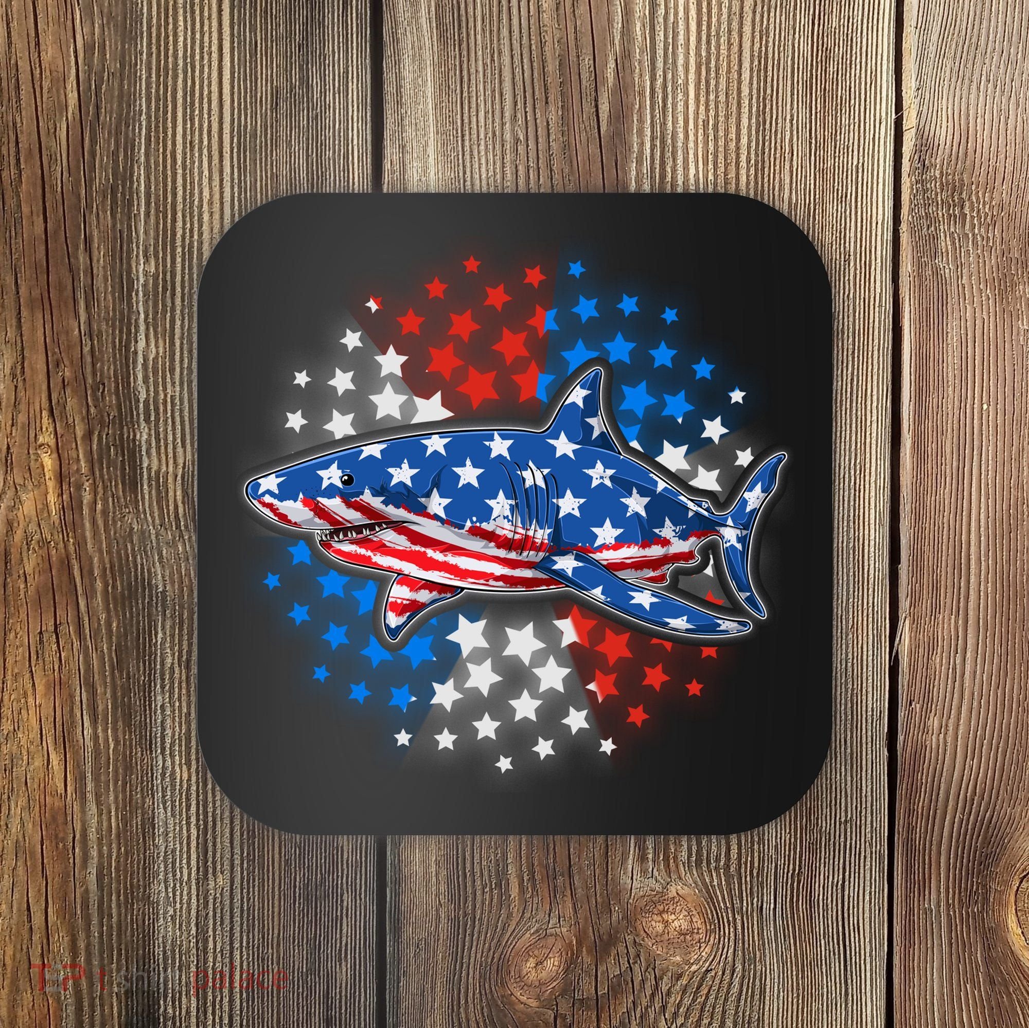 Stars And Stripes USA American Flag Shark Coaster
