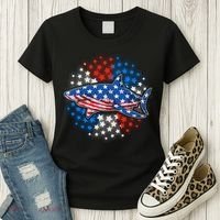 Stars And Stripes USA American Flag Shark Women's T-Shirt thumb 3