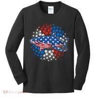 Stars And Stripes USA American Flag Shark Kids Long Sleeve Shirt thumb 0