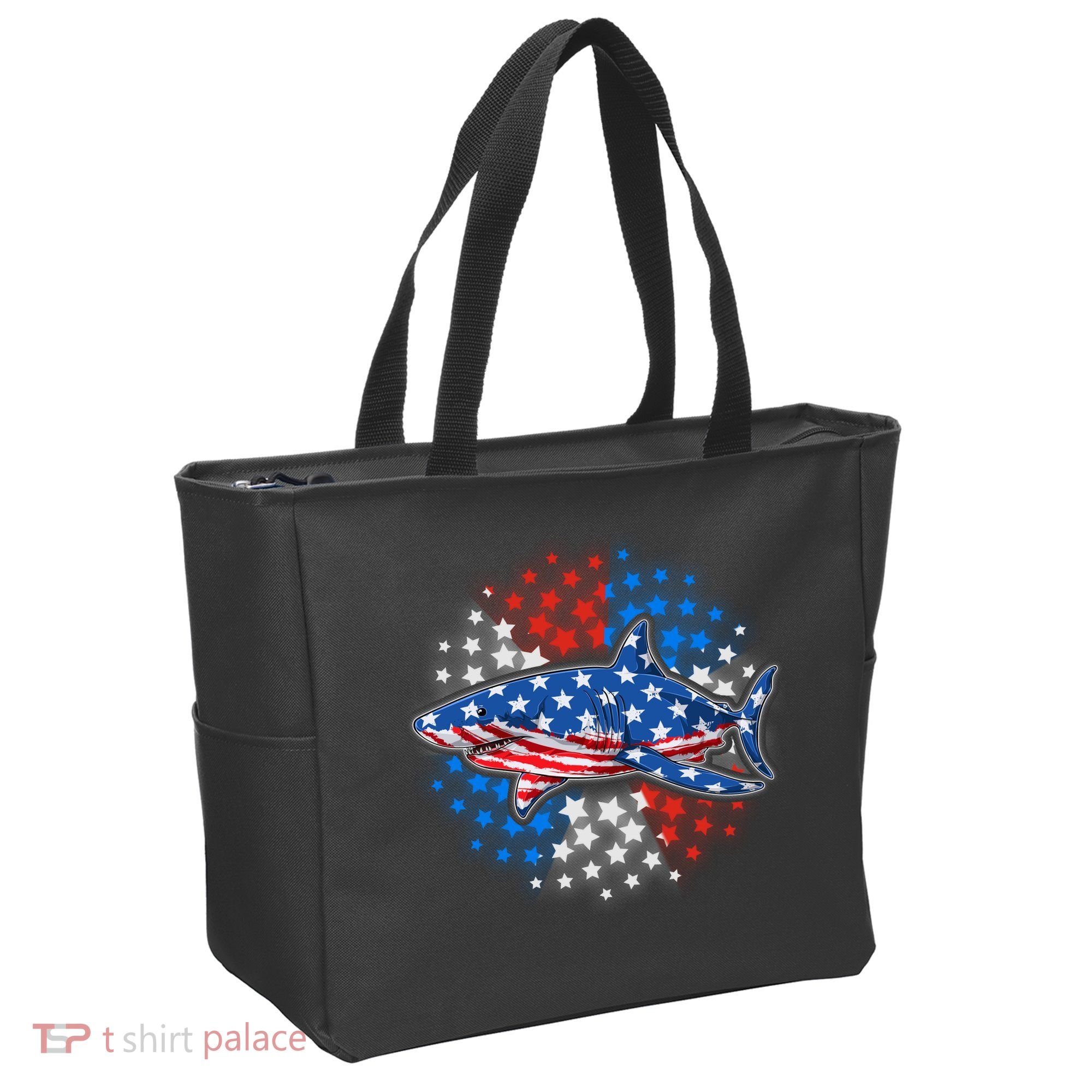 Stars And Stripes USA American Flag Shark Tote Bag