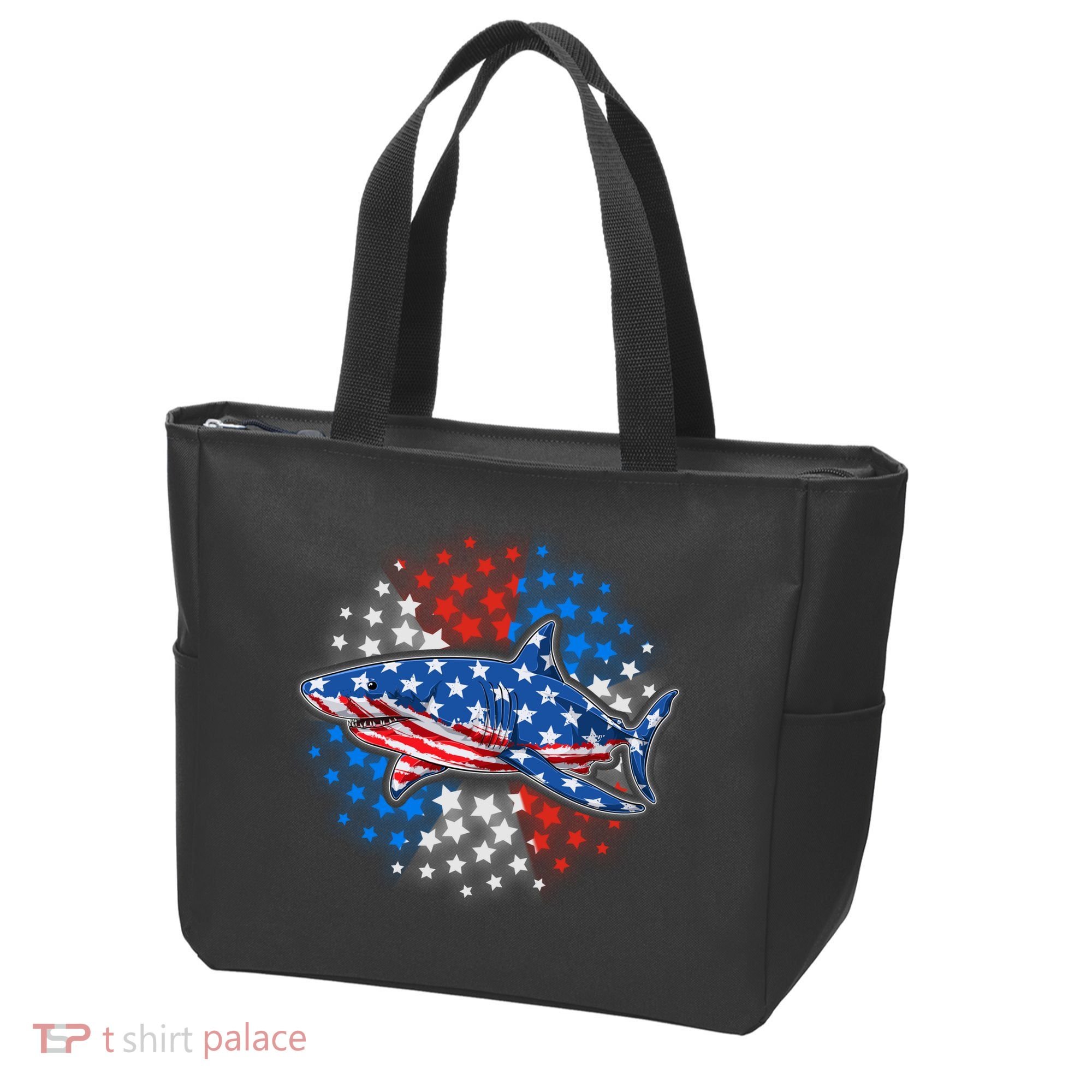 Stars And Stripes USA American Flag Shark Tote Bag